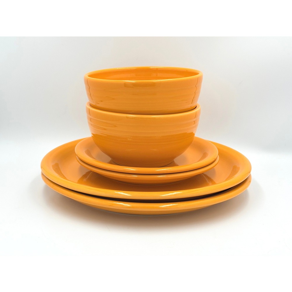 Fiesta Butterscotch Dinnerware Set 6pc Plates Bowls Retired Fiestaware USA